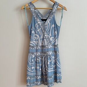 BCBGeneration Blue and Gray Swirl Mini Dress
